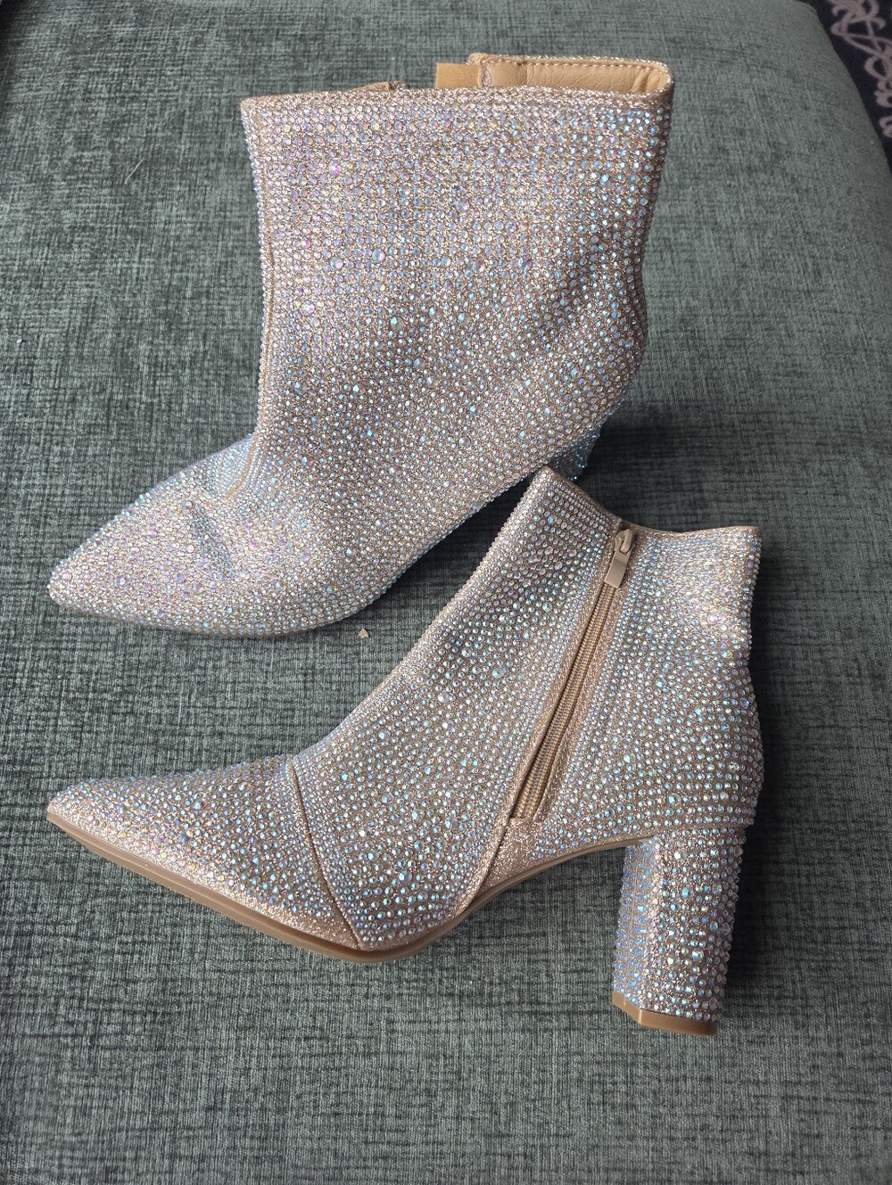 Rhinestone nude pointed toe booties | Womens 11 Boots